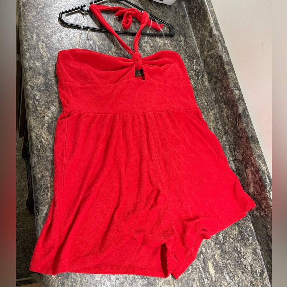 NWT Wild Fable terry cloth romper / swim cover in Red. No holes, stains or odors - Picture 3 of 8